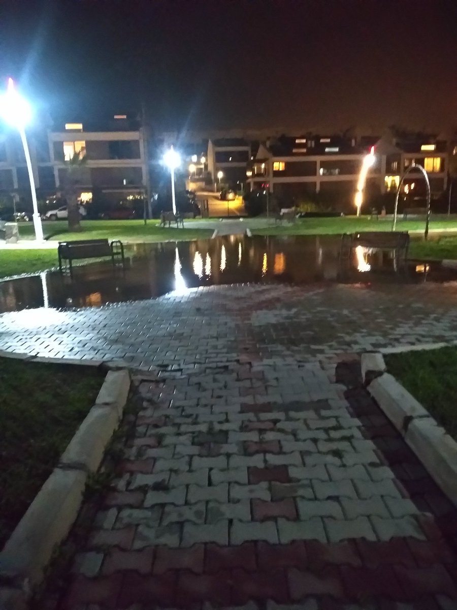 Park su içinde . Parkın arkasındaki ışıklar yanmıyor. Çiçek dikin kuruyan ağaçların yerine yeni sürekli yazıyorum sesimi duyan varmi