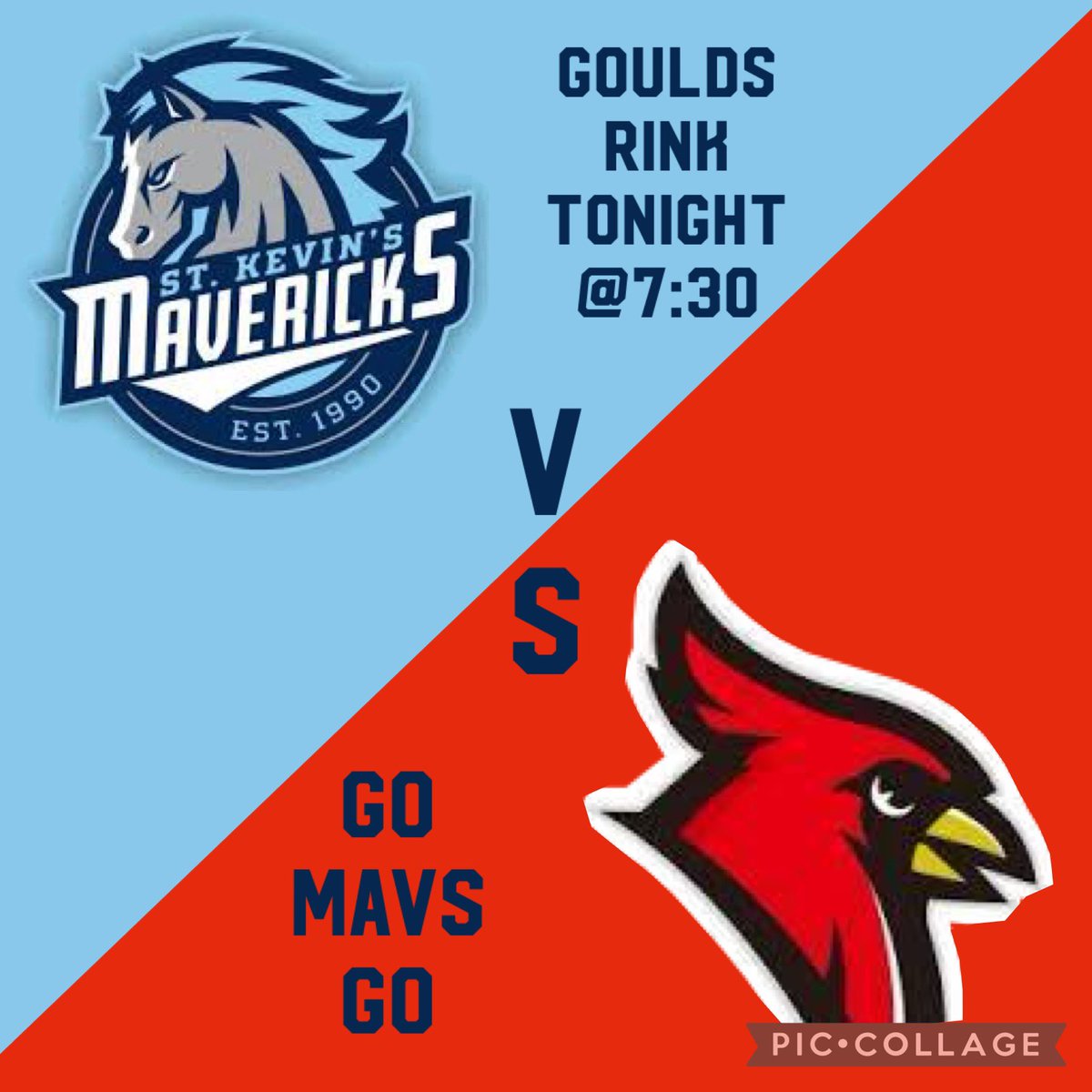 Mavs take on Roncalli in the home barn puck drop @7:30 tonight 📍goulds rink go Mavs go🐴🏒🚨 #fillbarn #bethere #beloud #giddyup #bleedblue💙 <a href="/skhmavericks/">St Kevin's High</a> <a href="/RchsCardinals/">RCHS</a>