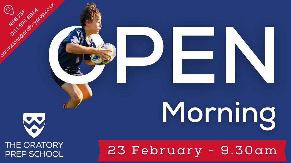 The Oratory Prep School (@ops_oratoryprep) on Twitter photo Save the Date! Our next whole school Open Morning is on Friday 23rd February at 9:30am.
Meet our staff and pupils and find out what makes us such a unique and fun place to be.
Booking essential via oratoryprep.co.uk/admissions/vis… or admissions@oratoryprep.co.uk Save the Date! Our next whole school Open Morning is on Friday 23rd February at 9:30am.
Meet our staff and pupils and find out what makes us such a unique and fun place to be.
Booking essential via oratoryprep.co.uk/admissions/vis… or admissions@oratoryprep.co.uk