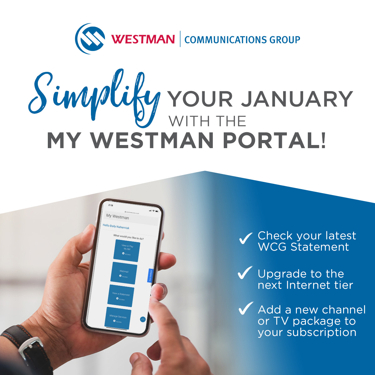 WestmanCom's tweet photo. With the My Westman Portal, managing your account is made easy. Access your statement history, add additional channels, or pay your bill from the comfort of your browser. Head to our website to see just how easy it is! https://t.co/P6J2vAtU8u
