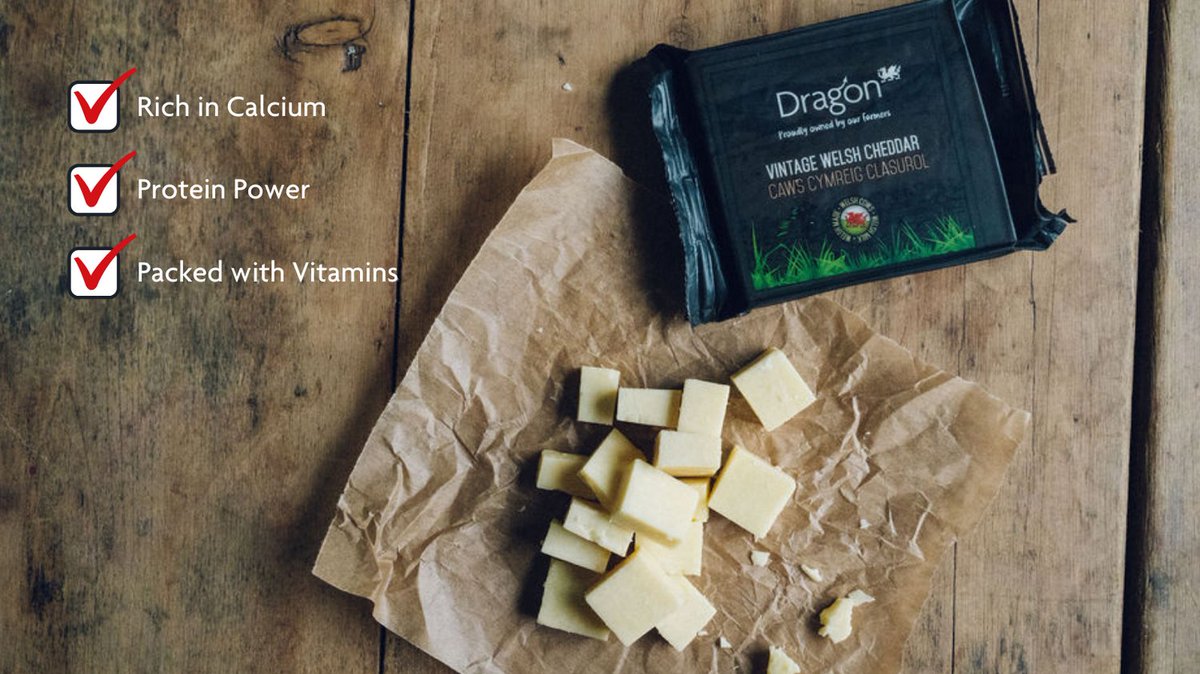 🧀 Start 2024 with a health kick! 🧀

Did you know Dragon Cheese is not just tasty but also packed with calcium, protein, and vitamins? 

Perfect for a healthy balanced diet! 

Share your favourite cheese recipes. 🍽️💪 

#HealthyEating WelshCheese #MilkedinWales #MadeinWales