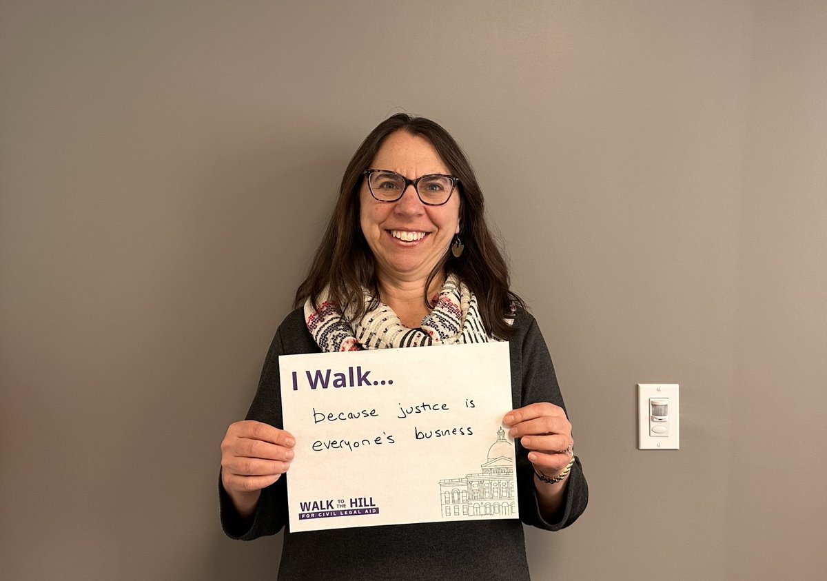 CivilLegalAid's tweet photo. "Because justice is everyone's business"

We couldn't have said it better! Thank you Carolyn Goodwin, Director of the MA Access to Justice Commission for sharing why you 'Walk to the Hill!'

Make YOUR placard here:

https://t.co/GtNZMc2Vll

#WalktotheHill #IWalkforJustice https://t.co/8nAaUKbyE8