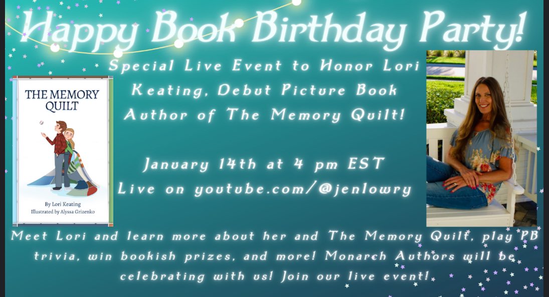 jenlowrywrites's tweet photo. Due to severe storms, we’re postponing our virtual book birthday celebration for Lori Keating until Sunday, 1/4 @ 4pm EST!
Send us a photo and description of your #memoryquilt and we may highlight it on the live event to honor your loved one!
https://t.co/VomwYUazlx https://t.co/5U2gN1SP1b