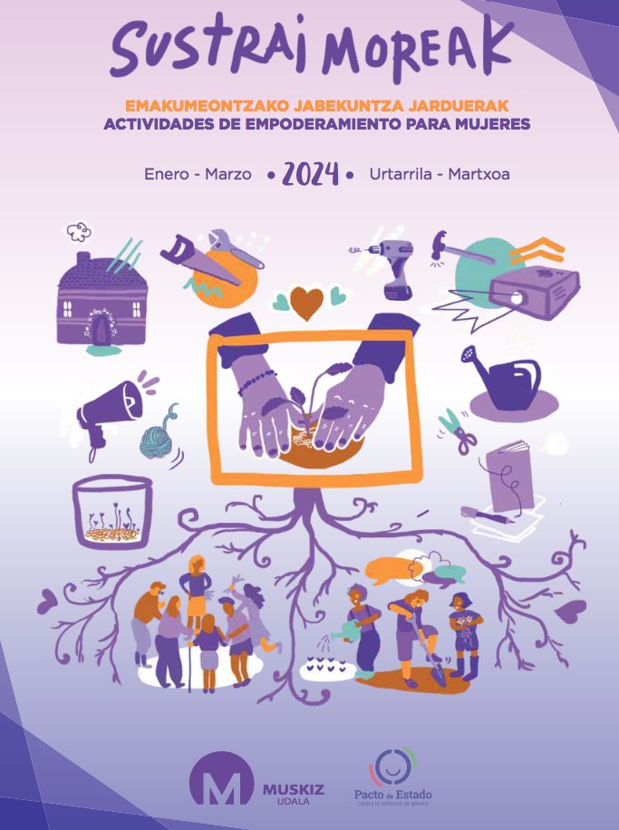 PSEMuskiz's tweet photo. El Área de Igualdad pone en marcha la segunda edición de SUSTRAI MOREAK, actividades de empoderamiento para mujeres.

Consulta el programa de actividades:
https://t.co/xAqvjsUbCV https://t.co/0i5kc7Y1z2