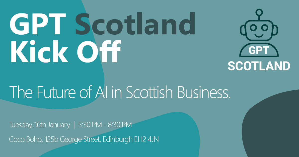 Just one week to go until the first #GPTScotland User Group on Tue, Jan 16, 5:30 PM at Coco Boho🚀

Explore the impact of Generative AI on Scottish businesses.  

RSVP now: bit.ly/GPTScotlandEve…… 📷 Learn more: gptscotland.org 

#AIInnovation #EdinburghEvents