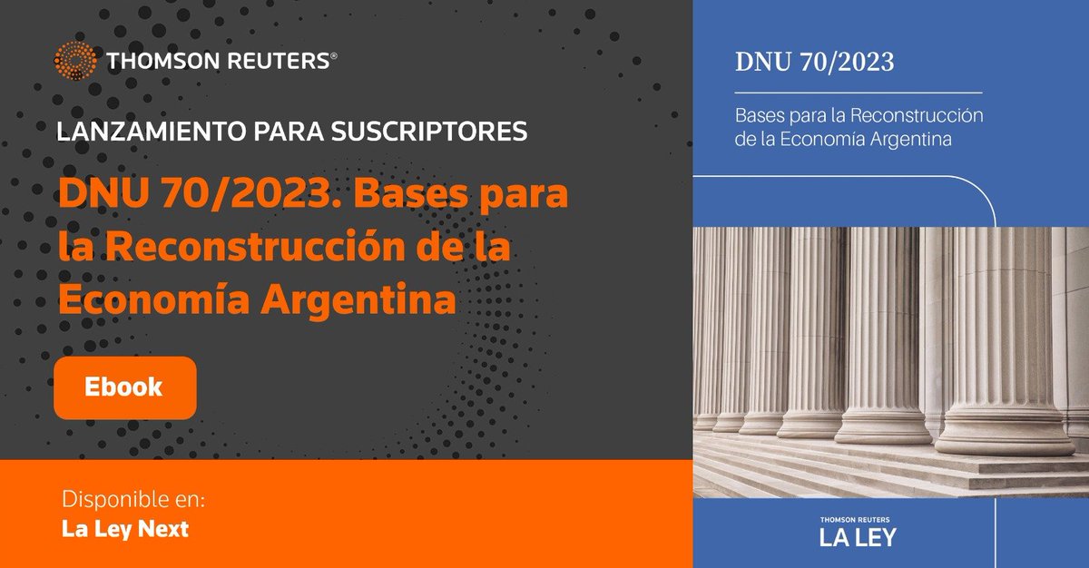 E-BOOK | 📚 DNU 70/2023. Bases para la Reconstrucción de la Economía Argentina

👉 Una obra pensada para reflexionar sobre su impacto en cuestiones de derecho público, privado y laboral.

🟠 Completá este formulario y recibilo en tu correo electrónico🔗 tinyurl.com/n5fftta4