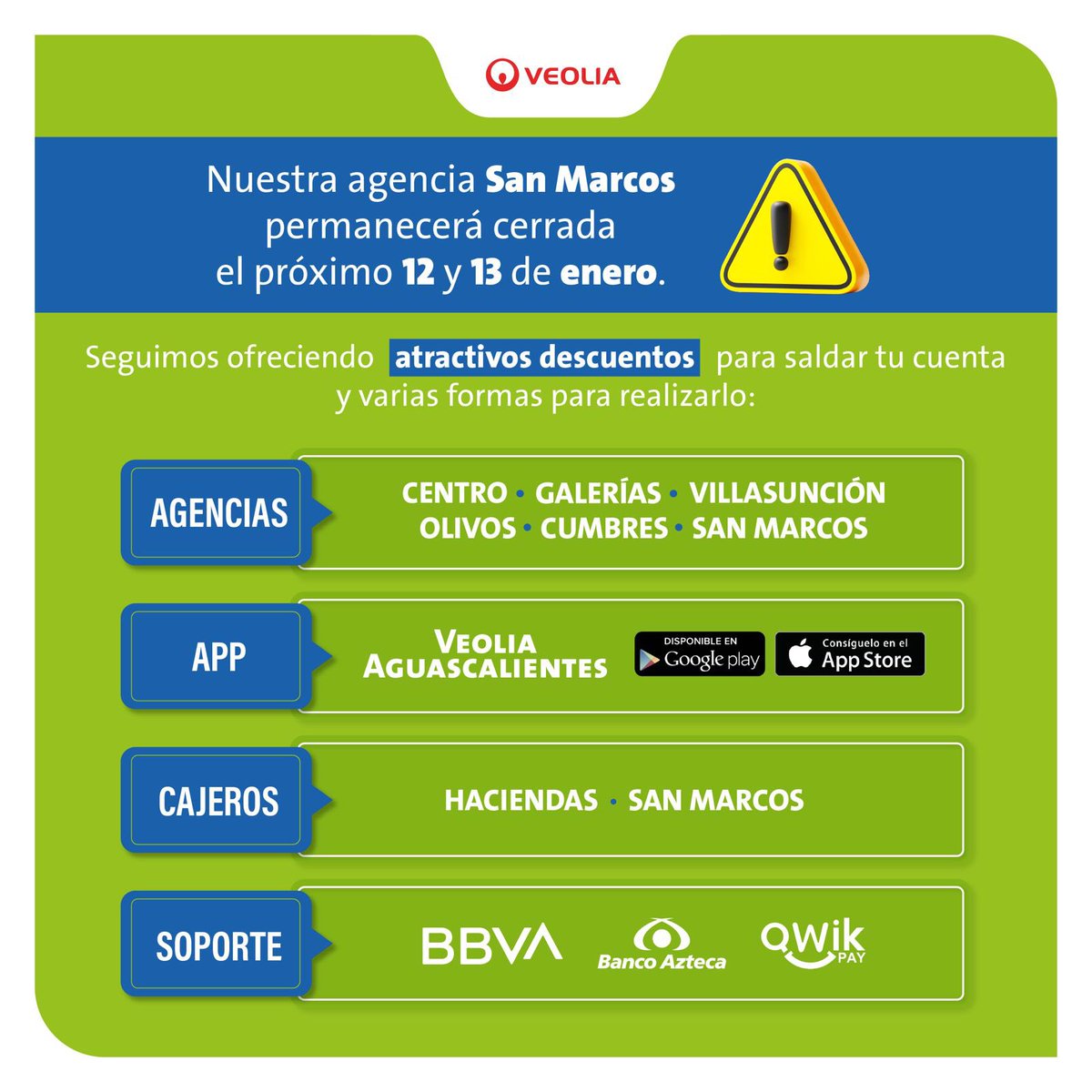 VeoliaAgs's tweet photo. Acércate hoy mismo a cualquiera de nuestras agencias y libérate de deudas 👌 https://t.co/22GdZORktk