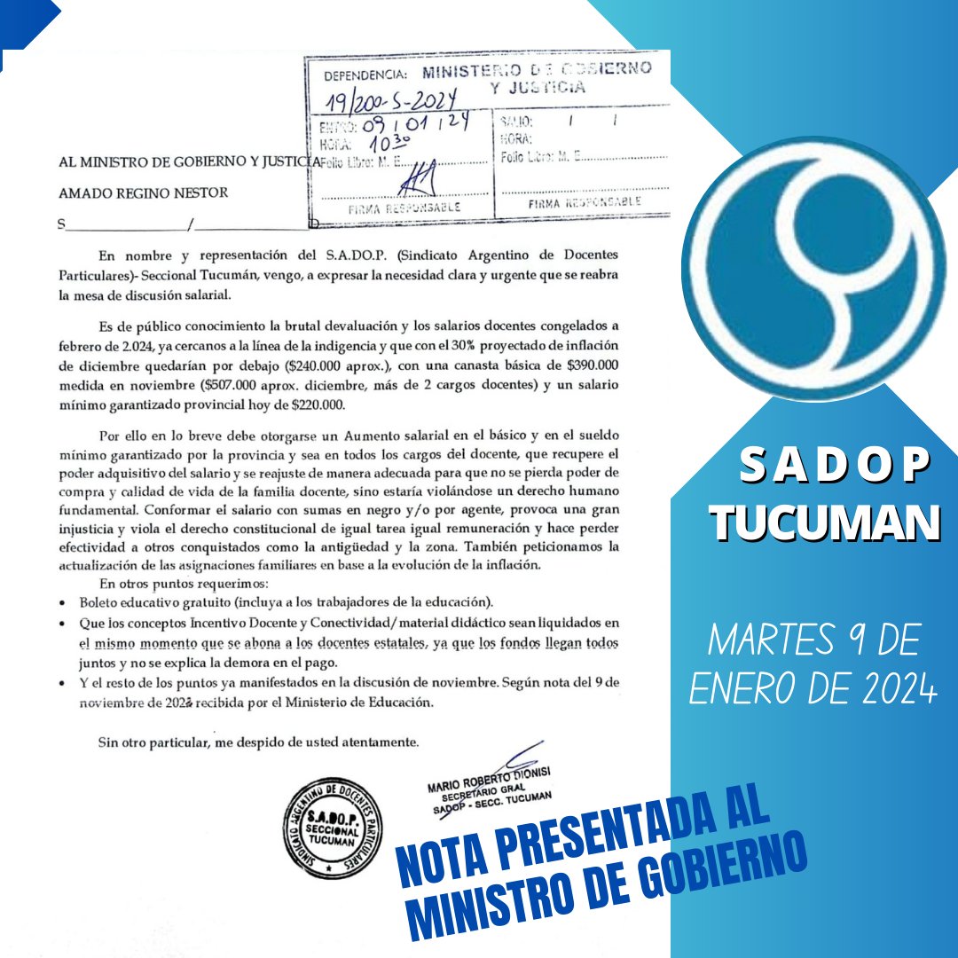 SADOP Tucumán tweet media