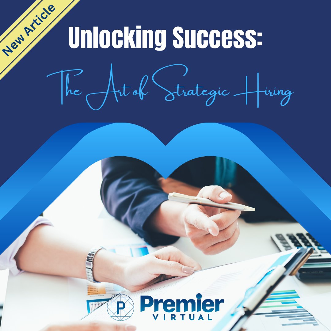 Check out our new blog called The Art of #StrategicHiring. This blog offers tips and insights to attract top talent, craft job descriptions, conduct effective interviews, and much more. 

🌐 Link in bio

#RecruitmentTips #PremierVirtual #VirtualHiring