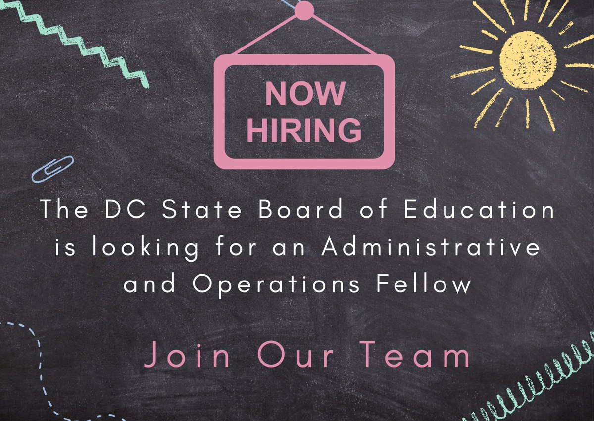 🎉Exciting news! <a href="/DCSBOE/">DC State Board of Ed</a> is seeking an Administrative and Operations Fellow. If you are passionate about educational outcomes, join us in shaping the future of education🤝🍎

Apply here: bit.ly/3S7As5j