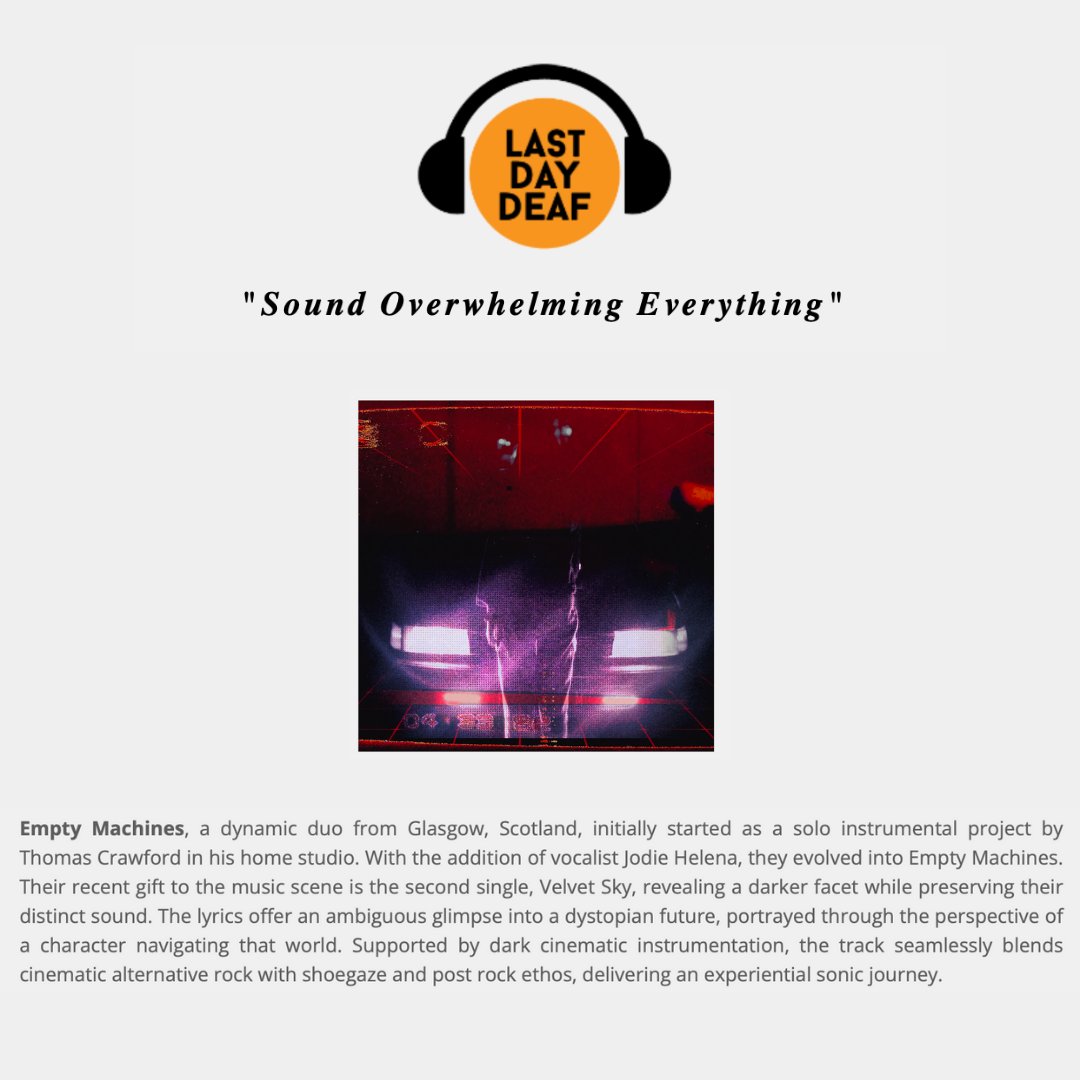 Thank you @lastdaydeaf for reviewing Velvet Sky!

lastdaydeaf.com/listening-now-…

#Newmusic #velvetsky #newsingle #alternative #alternativerock #indie #shoegaze #newwave #Glasgow #postrock #post-punk #goth #glasgowmusic #scottishmusic #musicvideo #review #interview