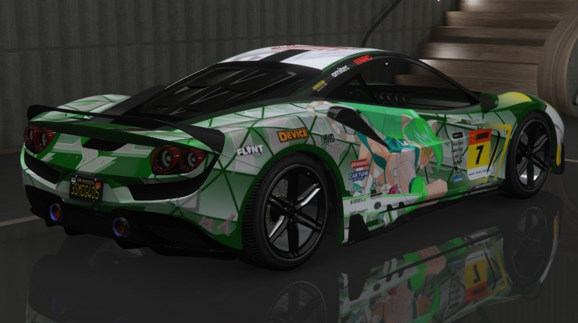 RaphaelComet's tweet photo. Got a couple new cars in #GTAOnline! Specifically, a couple #Grotti: Turismo Omaggio and the Itali GTO Stinger GT! For the Turismo Omaggio, I had to go with the Wasabi Kitty livery. Had to. #VTuber #VTuberEN #VTuberUprising #GrandTheftAutoOnline #GrandTheftAutoV #GTAV https://t.co/ahXwXwCHFE