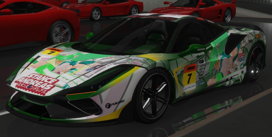 RaphaelComet's tweet photo. Got a couple new cars in #GTAOnline! Specifically, a couple #Grotti: Turismo Omaggio and the Itali GTO Stinger GT! For the Turismo Omaggio, I had to go with the Wasabi Kitty livery. Had to. #VTuber #VTuberEN #VTuberUprising #GrandTheftAutoOnline #GrandTheftAutoV #GTAV https://t.co/ahXwXwCHFE