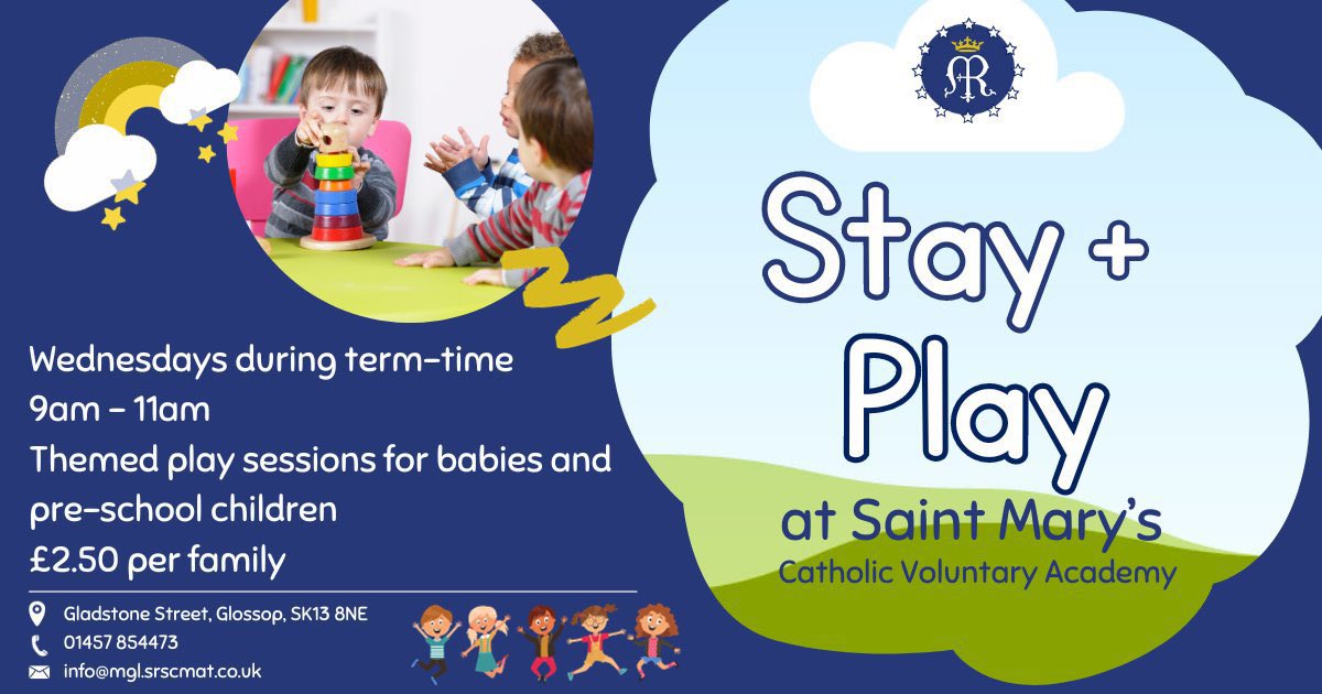 When it’s too cold to play outside - come along for STAY+PLAY and you’ll get a warm welcome! Starting back tomorrow morning from 9am at Saint Mary’s. The kettle will be on! #HiddenGem #FamiliesFirst #Glossop