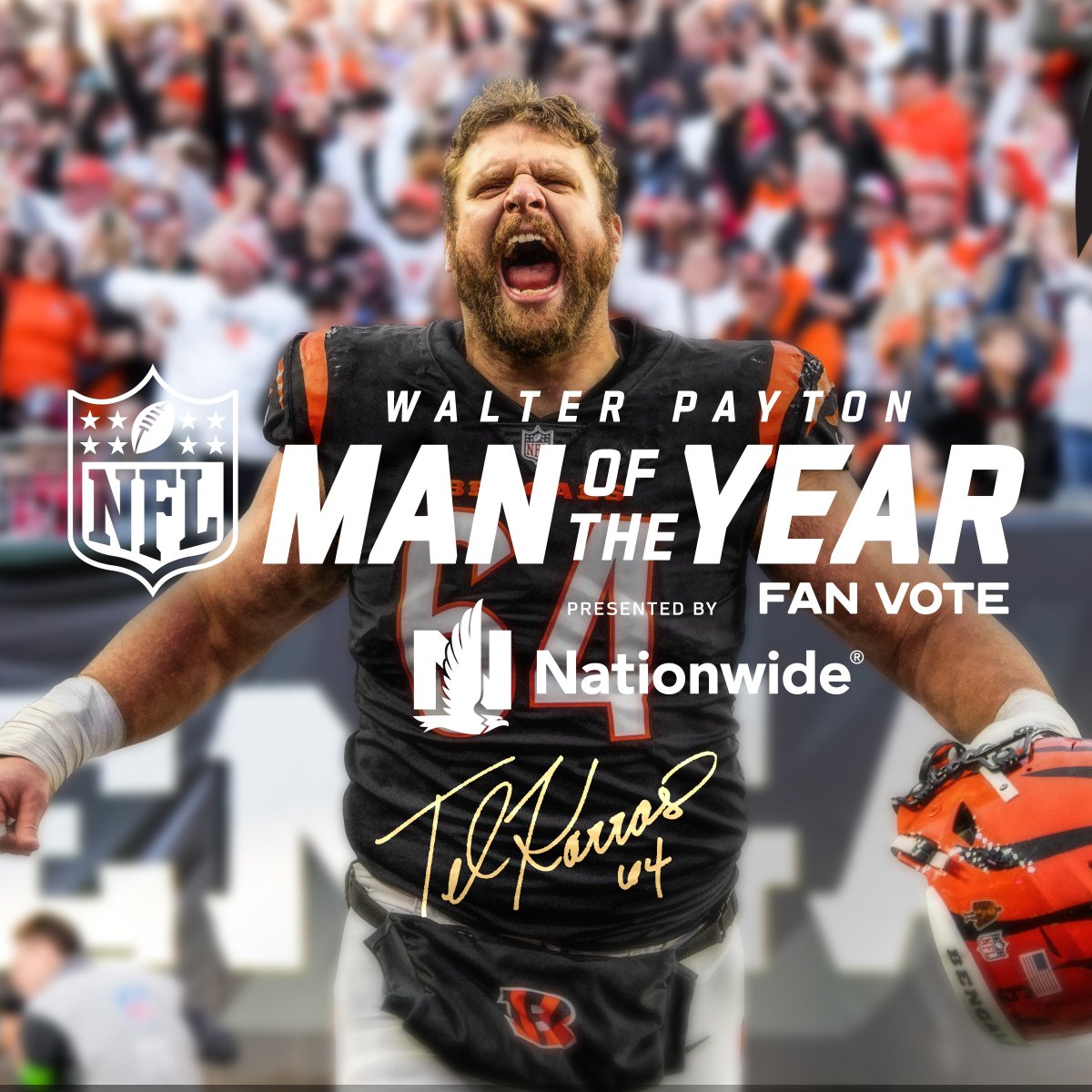 Ted Karras wins the NFL Walter Payton Man Of The Year!! 🐅🖤 #WHODEY #WPMOYChallenge