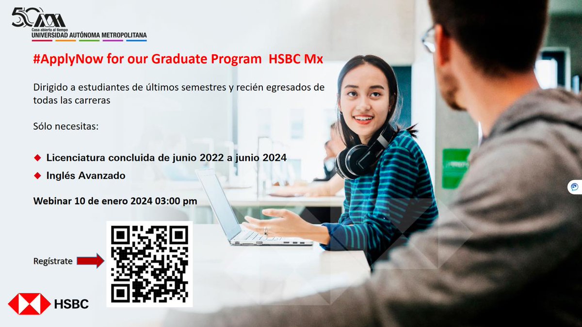 lauammx's tweet photo. Sesión informativa sobre el Programa Global de Graduados de HSBC ¡PARTICIPA y conoce más sobre esta iniciativa!
.
🗓️ MIÉRCOLES 10 DE ENERO
⌚ 15:00 HRS.
▶️ ¡Regístrate! https://t.co/aLwxxQ8e3h
▶️ Transmisión por Zoom
.
#UAM50 #VinculaciónUAM
#BolsaDeTrabajo #SIBOT https://t.co/GBO8QOTZaE