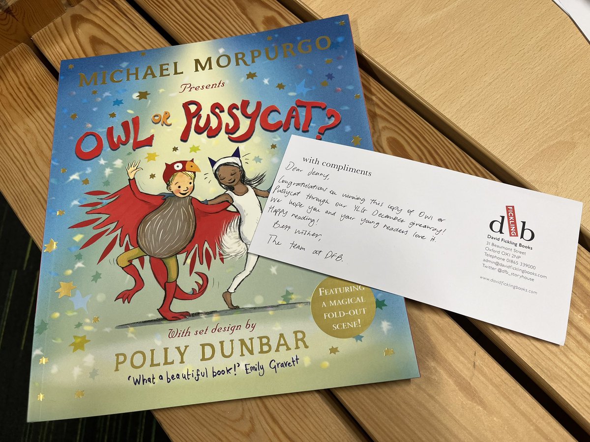 RPPS_Library's tweet image. Thank you @DFB_storyhouse !! Thrilled to win this for @RPPS_Library - it is such a heartfelt and beautiful story #MichaelMorpurgo #TheOwlAndThePussycat