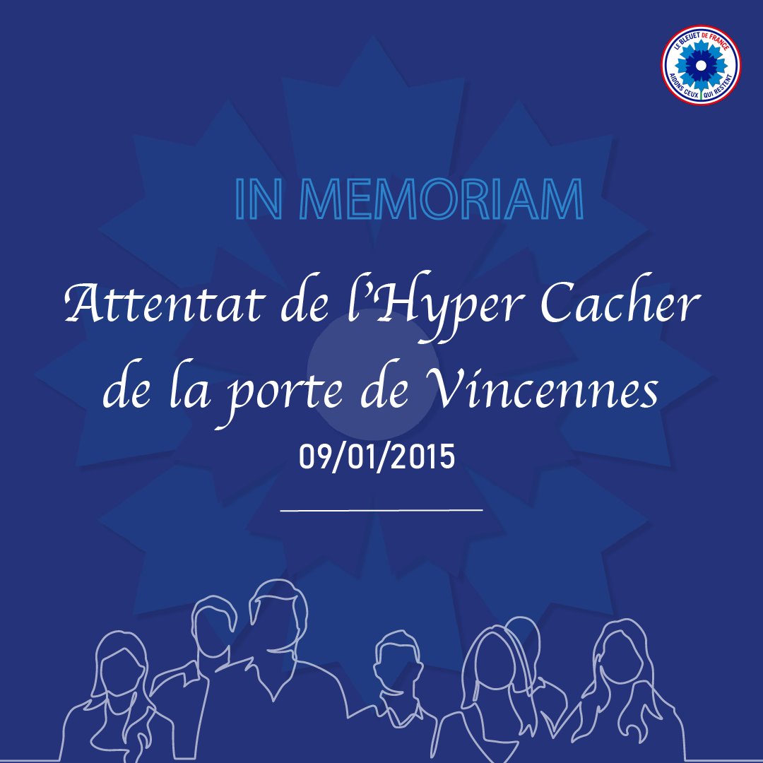 BleuetFrance's tweet photo. 09/01/2015 : une date anniversaire douloureuse pour la France qui, à peine 2 jours après un premier #attentat, voit partir 4 innocents et 4 blessés 🕊️

Cet acte de barbarie nous rappelle que chaque preuve d'humanité et de #solidarité compte.

Nos sincères pensées aux victimes 🕯️ https://t.co/zcwCoXyb7x