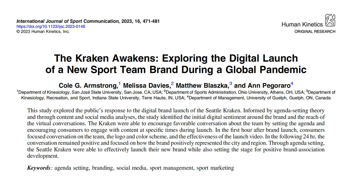 MeliDavies's tweet photo. New🚨: Useful article for the classroom, with approachable fan topic and sentiment data captured from the first hr and 24hrs after the NHL's Seattle Kraken released their brand to the public in a well-executed, completely digital set of programming.

https://t.co/ba9rPcvhlJ https://t.co/gfZh668LZX