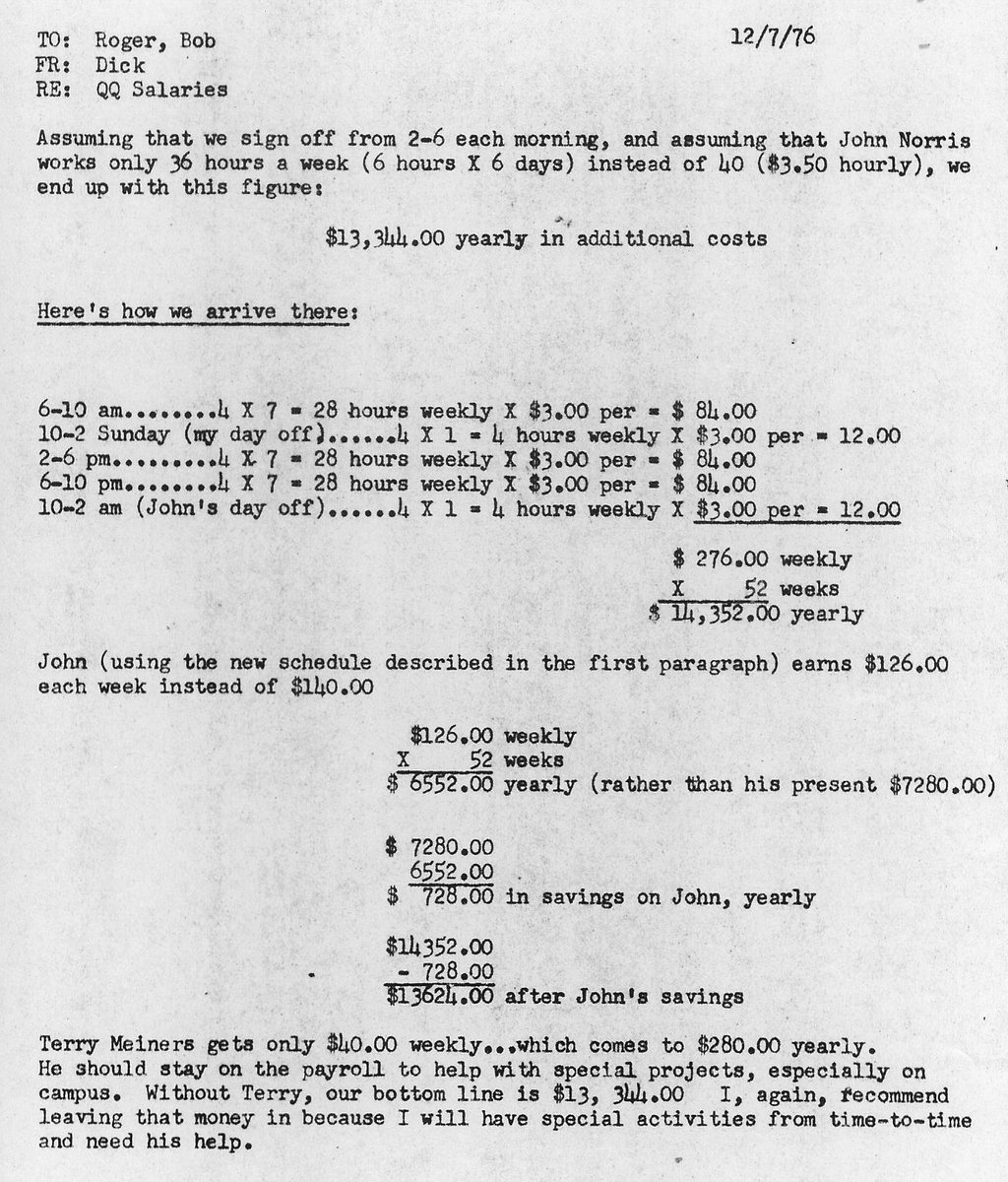 terrymeiners's tweet photo. @MandyConnell (1) paperboy at age 13, (2) minimum wage at Baptist Hospital as a kitchen delivery boy, (3) @Kroger overnight stock crew during college freshman year, simultaneously with part-time radio at min. wage, (4) full-time radio in 1977
(see pay chart) #media #avocation #choices #work https://t.co/JE7B23stbJ