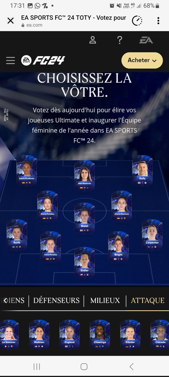 WAinoussi's tweet photo. @FansdeFUT Je regarde le foot féminin, zéro blague.
En se basant sur la LDC et la Coupe du Monde la saison dernière, voilà mes votes https://t.co/Z5GiGfZR2M