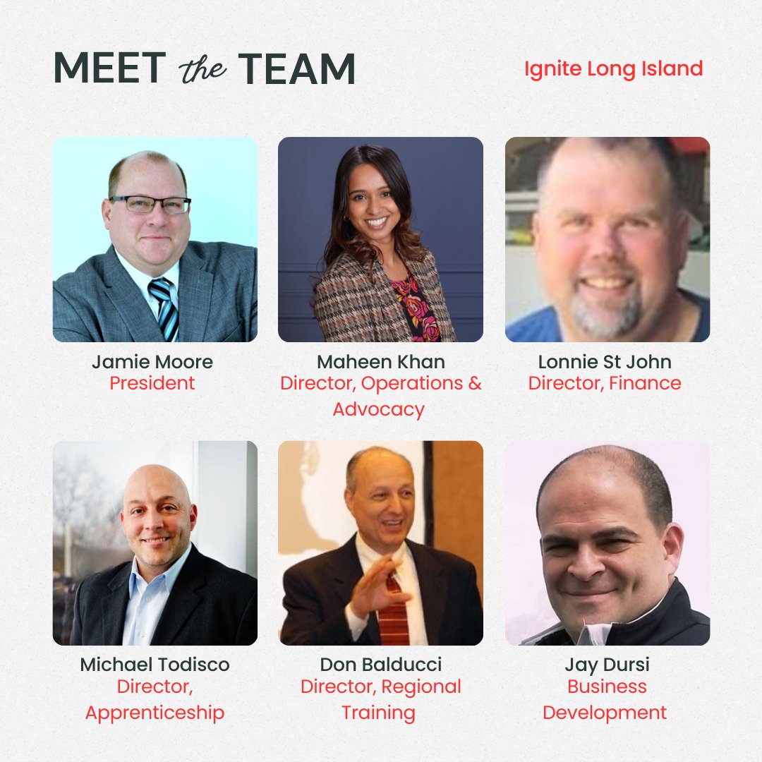 Meet our Team! 

#ignitelongisland #IgniteLI #Meettheteam #Manufacturing #LongIslandmanufacturing