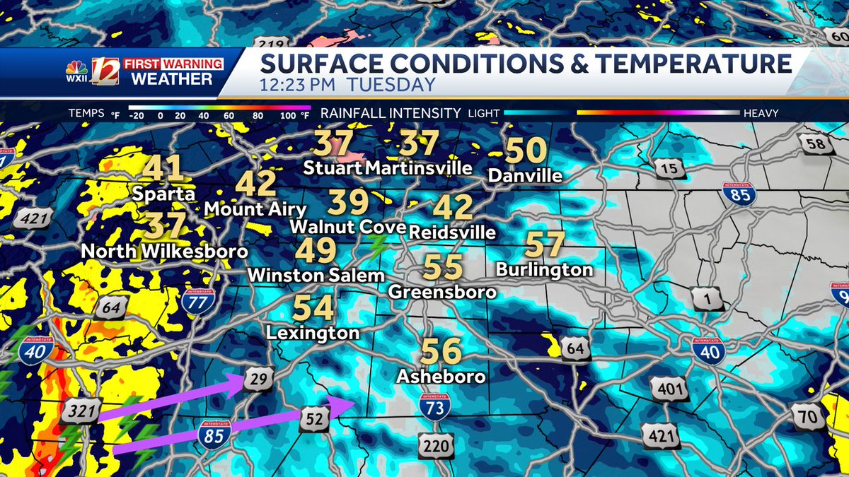 More rain and wind is on the way through the afternoon. Temperatures are warming up and there is a risk for isolated severe storms, especially over the southern Piedmont. Find current weather alerts here: wxii12.com/radar