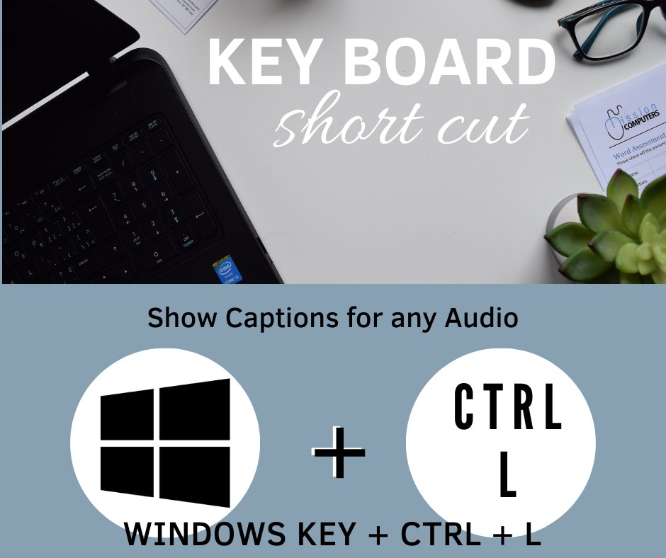 Need captions on audio? Just use the Windows key + CTRL + L Key. #KeyboardShortcut
