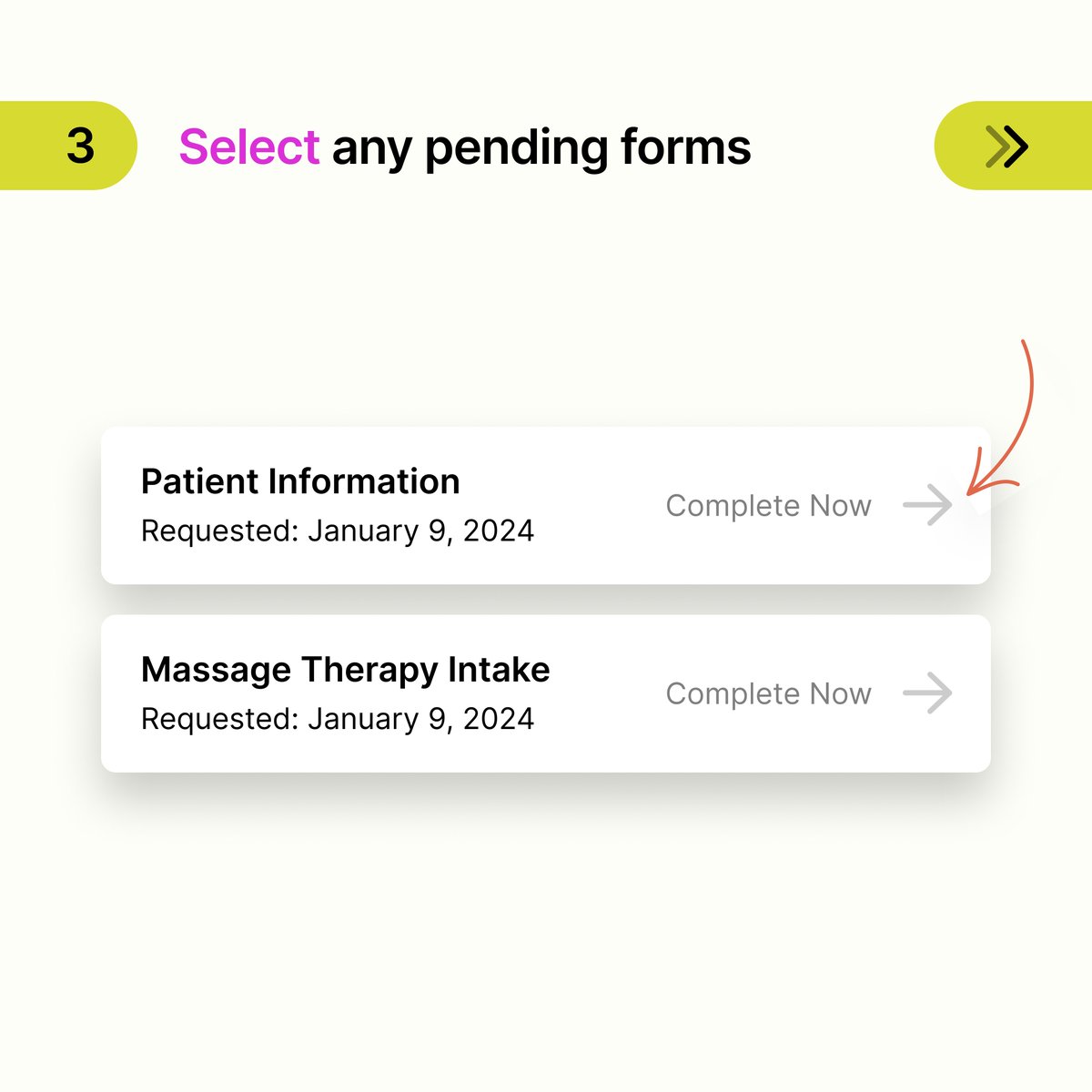 HelloNoterro's tweet photo. If you've received a form via email but can't seem to track it down, fret not! All your pending forms are waiting for completion once you log in to the Clinic App or Portal.

1. Log in to your account. 
2. Access 'Forms' in the Sidebar or Footer.
3. Choose any pending form for... https://t.co/JDcoycSRAM