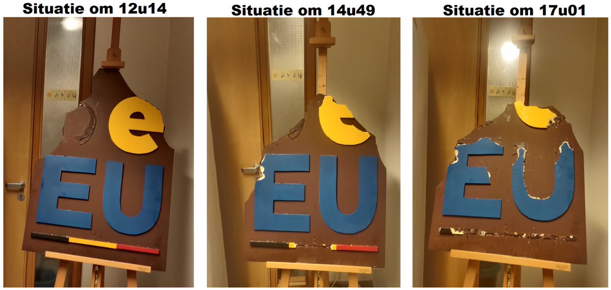 hendrik_velde's tweet photo. The Neuhaus chocolate piece found its way to the Belgian MFA this afternoon. Soon only a souvenir. #EU2024BE https://t.co/svOHW9EfSc