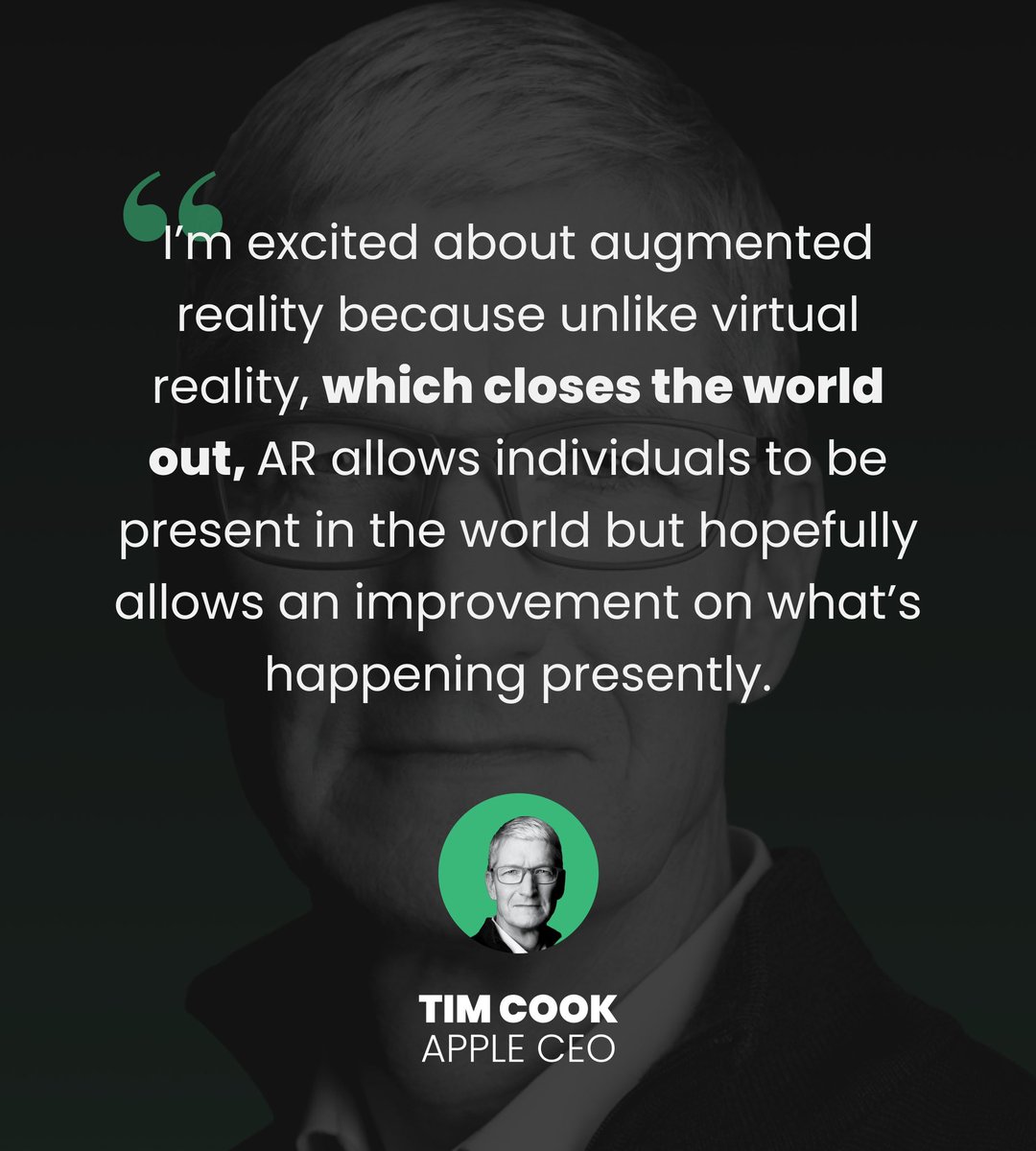 GravityJack's tweet photo. 📢 Augmented Reality enhances your everyday life. Apple CEO, Tim Cook, doesn’t shy away from telling everyone that AR is his favorite thing!

Well Tim, it’s ours too! ⭐️

Follow @GravityJack for more AR tips

#GeoGaming #ARRevolution #Investment #TechInvestment #Investing #ARInvestment #VirtualReality #FutureTech #Innovation #ARVR #TechInnovation #StartEngine #SeedInvest #Trending #AugmentedReality #AR #VR #ArtificialIntelligence #AIFuture #ARFuture #TechRevolution #Web3 #3DDesign #MixedReality #XR #NFT #Immersive #PassiveIncome #InvestingForBeginners #EasyInvestment