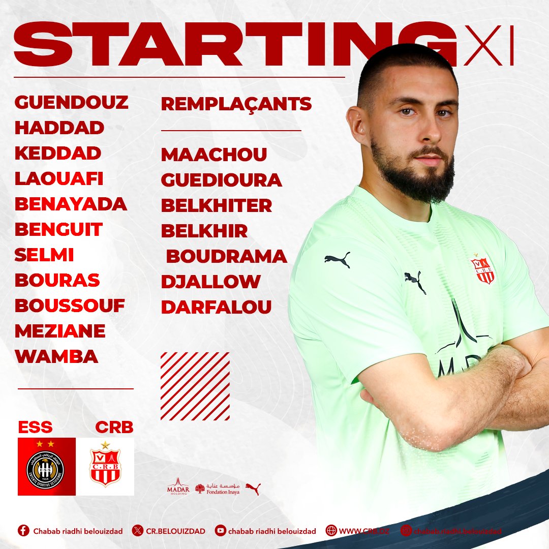 Crbelouizdadoff's tweet photo. #StartingXI
โฌ๏ธโฌ๏ธ ESS ๐๏ธ CRB ๐ฅโฌ๏ธ
#BLVZD
#ESSCRB https://t.co/opTZVKINp2