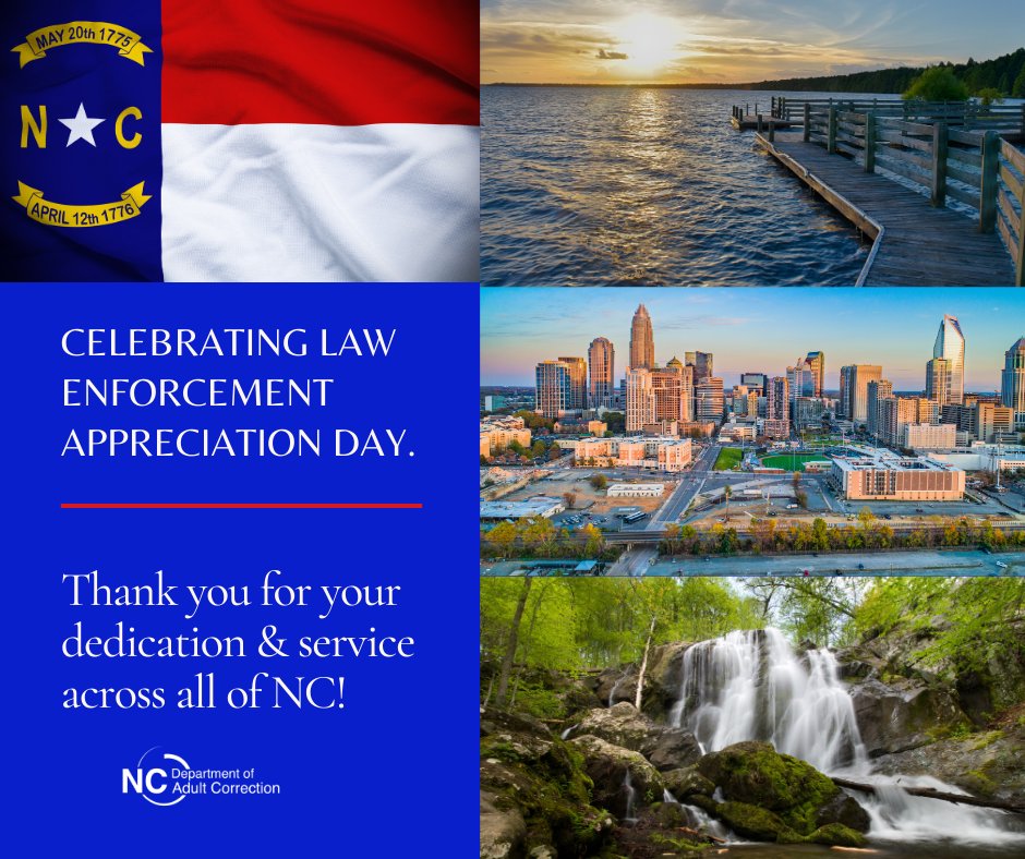 Today is National #LawEnforcementAppreciationDay, an opportunity to honor &amp; acknowledge the dedication &amp; commitment of law enforcement personnel all across #NC! #NCDAC thanks you for helping ensure #safecommunities in #NorthCarolina! #LawEnforcement #AppreciationDay #TeamNCDAC