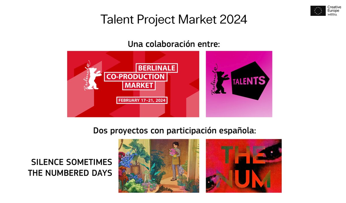 OficinaMEDIAEs's tweet photo. Berlinale - Talent Project Market 2024: Dos proyectos con participación española en su selección anunciada.
Más info > https://t.co/kyftXcLeCv
@efm_berlinale #TalentProjectMarket #España https://t.co/4ydC0hlvy7