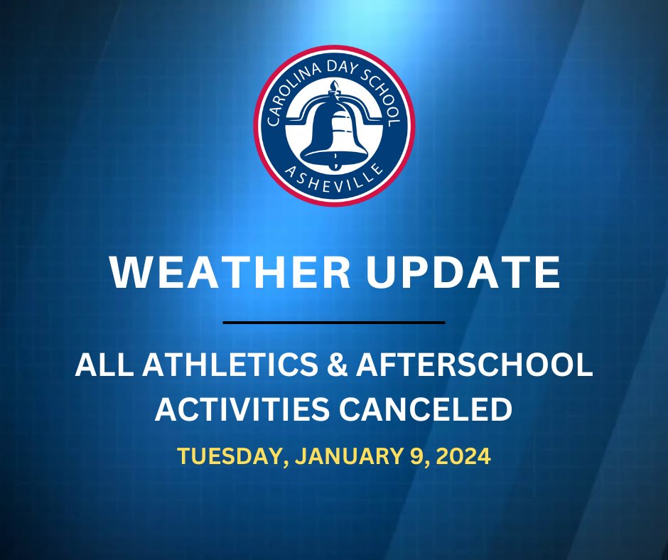 CDS WEATHER UPDATE: In light of widespread flooding reports in the area, all afterschool athletics and activities for today, Tuesday, January 9, 2024, are canceled. Details: msg.ruvna.com/announcement/I…