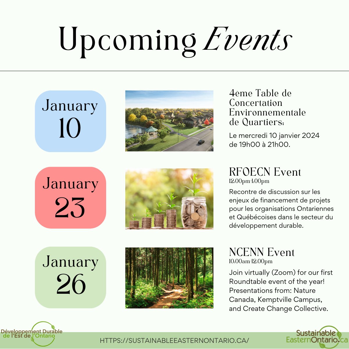 Sustainable Eastern Ontario has some exciting events coming up! Register here: 

NCENN: us06web.zoom.us/meeting/regist…

4ème Table de Concertation Environnementale de Quartiers: us06web.zoom.us/meeting/regist…

RFOECN: us06web.zoom.us/meeting/regist…