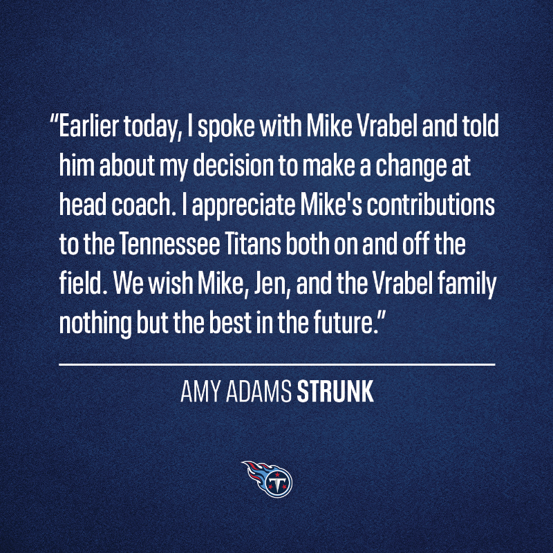 Titans's tweet photo. #Titans part ways with head coach Mike Vrabel