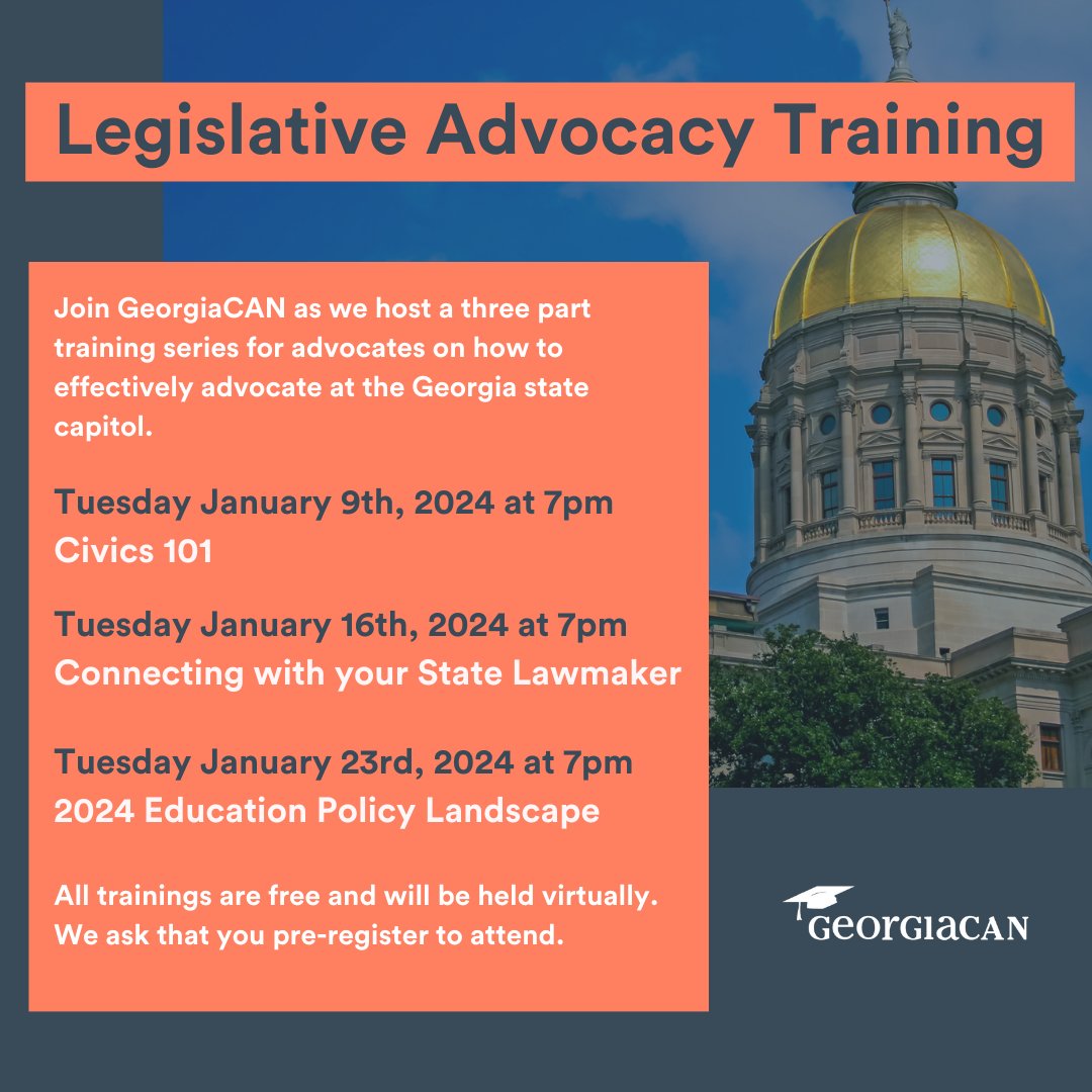 _GA_CAN's tweet image. Last chance to RSVP for our legislative advocacy training! Tonight's training is focused on how to navigate the state legislature. RSVP HERE: bit.ly/47VpJk4