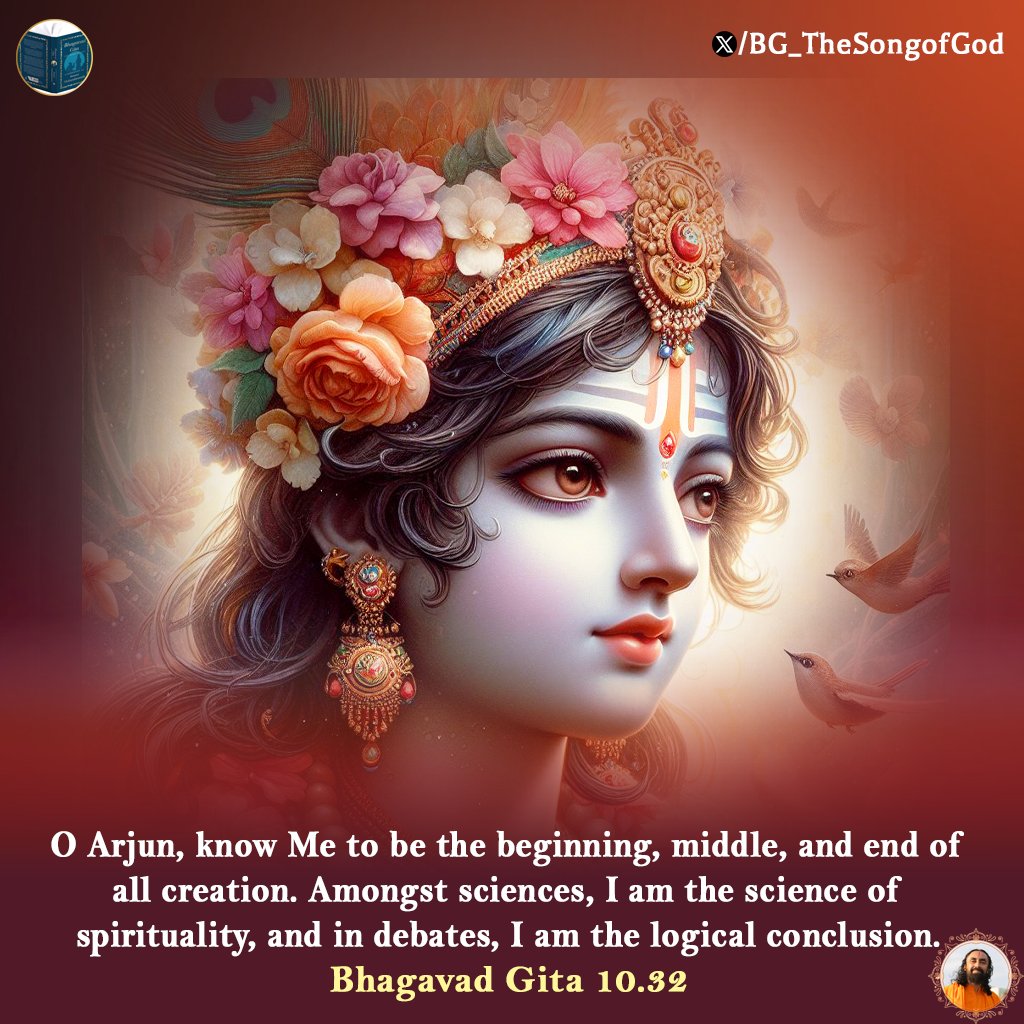 O Arjun, know Me to be the beginning, middle, and end of all creation. Amongst sciences I am the science of spirituality, and in debates I am the logical conclusion. BG 10.32

#BhagavadGita #HolyBhagavadGita #Krishna #Spirituality #Wisdom #God #gita