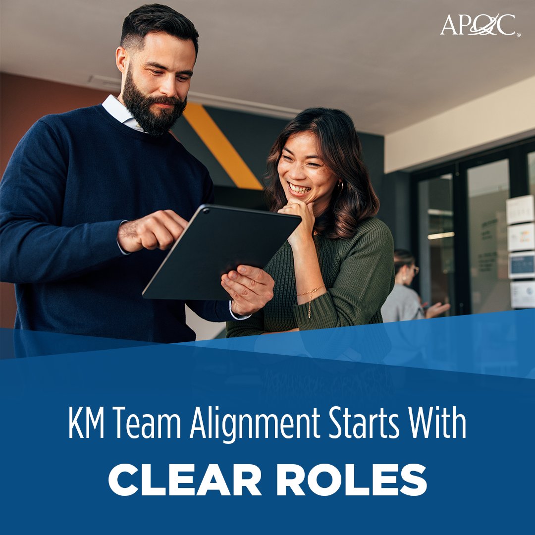 APQC's tweet image. Check out this new #APQCblog from Lynda Braksiek, CPC on the importance of clear roles in having a successful #KM team: apqc.org/blog/km-team-s…