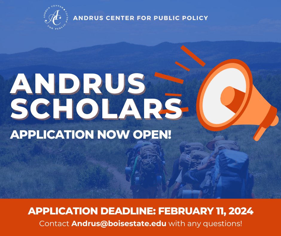 📣 2024 Andrus Scholars application now open! 📣 This program offers sponsored internships for Boise State students with an environmental focus. boisestate.edu/sps-andrus-car… @BoiseState @BoiseStateSPS @ENVSTD_BSU
