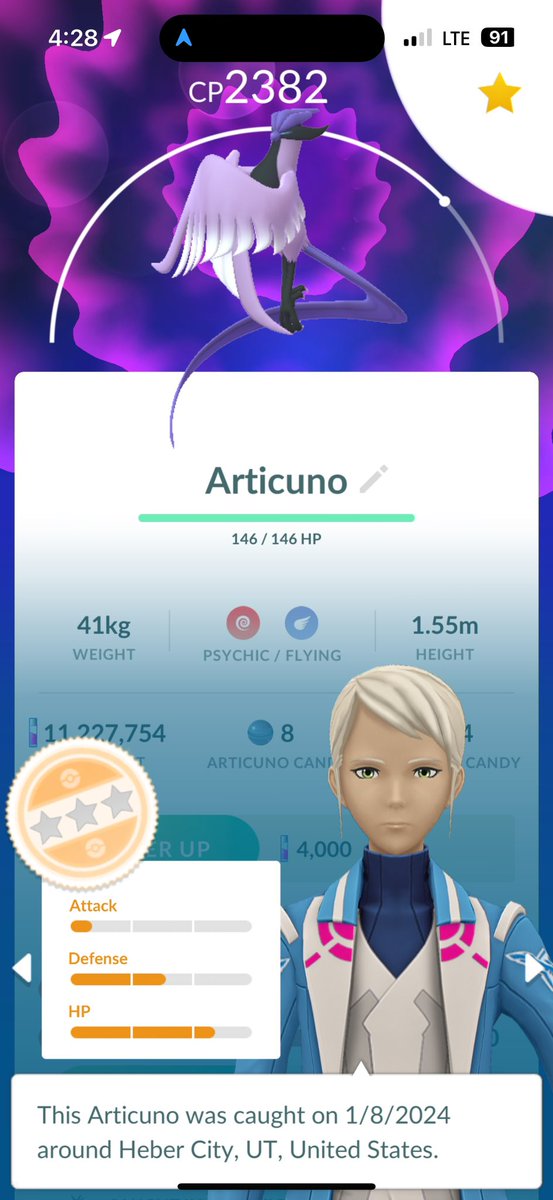 GoProCraig's tweet image. Used a Master Ball for the first time! Quite satisfying until the IVs had me LOL 😂🤩 #Masterball #PokemonGO #GalarianArticuno #LegendaryBird