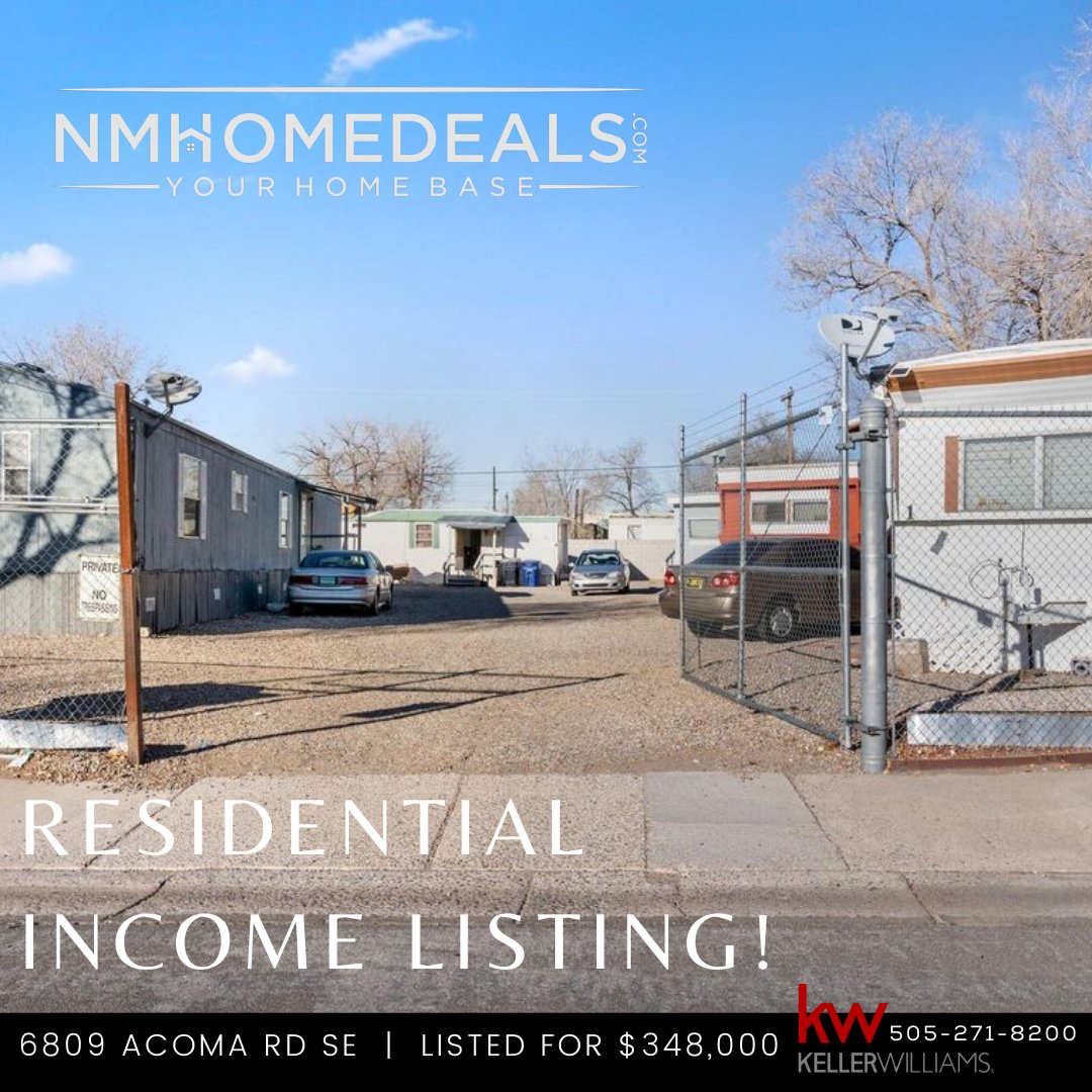 nmhomedeals's tweet photo. INVESTMENT OPPORTUNITY!! 💸 Mobile Home park with 5 fully rented mobile homes. Listed under $400K. Message us for more info! #listwithnmhomedeals #investwithnmhomedeals #buywithnmhomedeals #nminvests #abqinvestments #abqhomes #nmhomes #yourhomebase https://t.co/8L1m5bfU9m