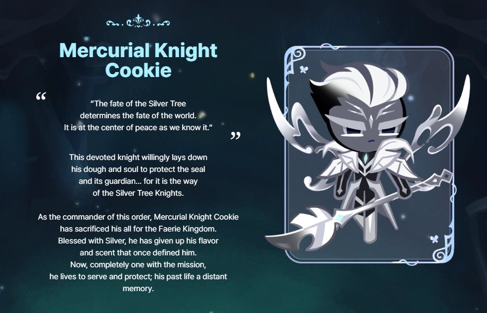 koffeebeecookie's tweet photo. (Kingdom) The site teases 3 new cookies which will presumably release throughout the Anniversary update, as well as White Lily cookie 🌷 

🏹 Silverbell Cookie
⚔️ Mercurial Knight Cookie
🌳 Elder Faerie Cookie

#cookierun #cookierunkingdom 
🔗 Source: https://t.co/TavdDKXeMk https://t.co/tbvGhti9FB