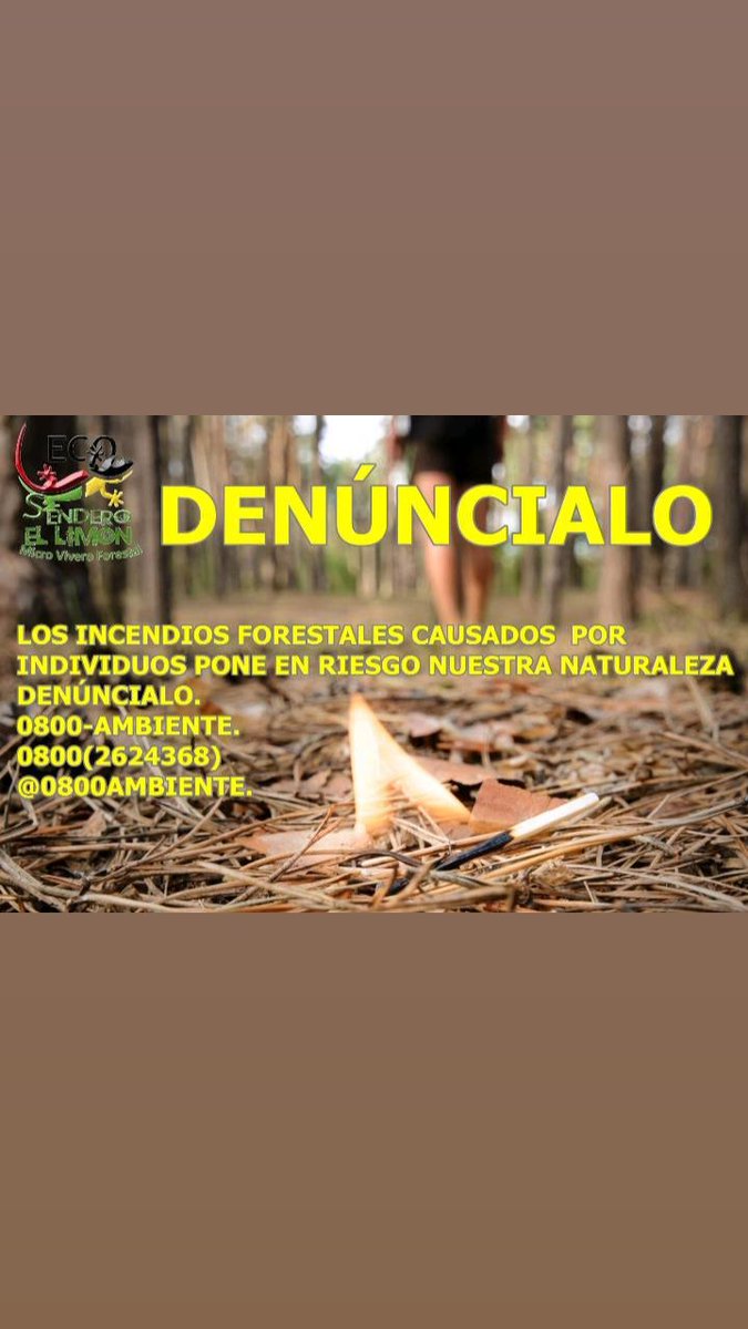 Estamos entrando en la temporada de sequia o escasez de las lluvias.
Estemos atentos a la o las personas que pretendan causar un daño a nuestra naturaleza.
Denunciemos al momento cualquier sospecha que pudiera desencadenar un incendio descontrolado.

0800 AMBIENTE (2624368)