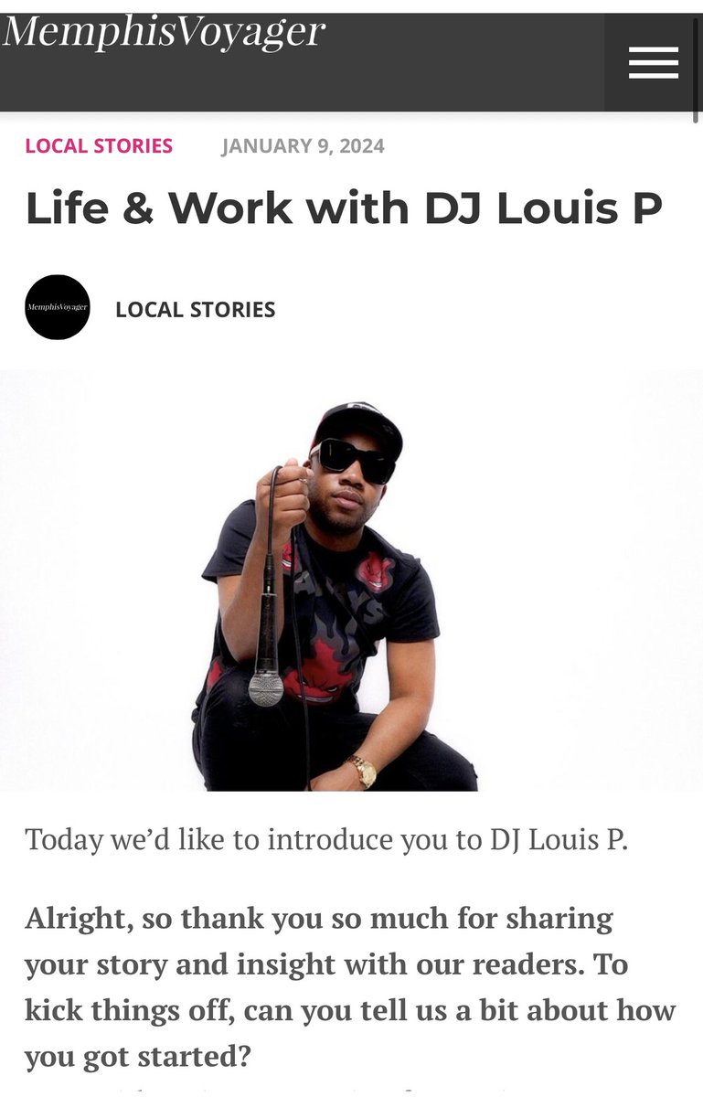 DJLouisP's tweet photo. Thank you Memphis Voyager for taking time to interview me. It was a pleasure! 

Y’all go check it out https://t.co/Wf7OCc1oOP https://t.co/CLWGwtGf1Z