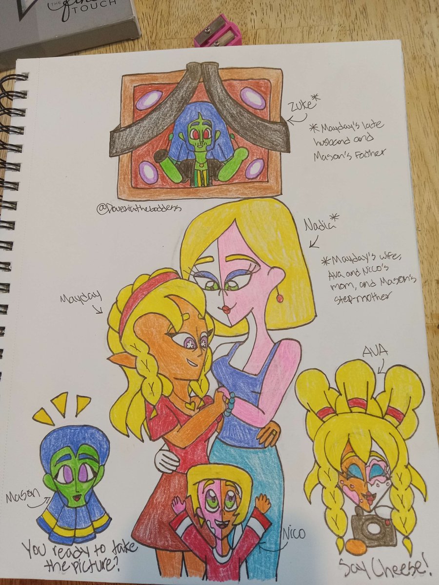 Doveria1's tweet photo. I technically made these before the New Year, but here's 2 more families of my OFA AU aka Mayday and Kliff's families :3 #NoStraightRoads #nsrau #onefutureahead https://t.co/pjnNjPJ2dt