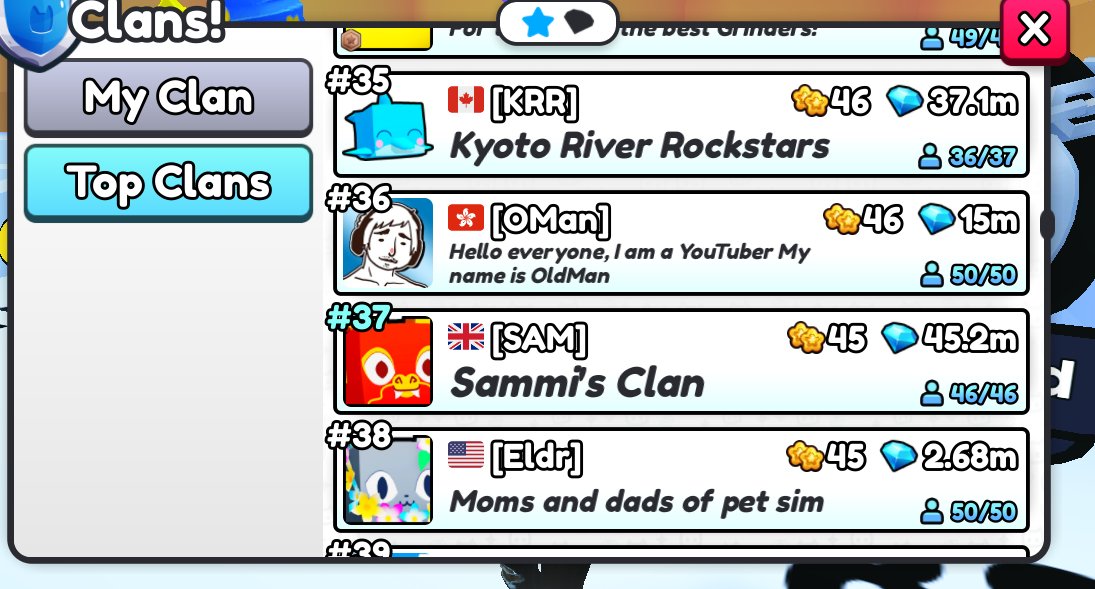 sammi_plays's tweet photo. Whooop Whooop just got my 7th ⭐️ for [SAM] clan (1 was my alt) GG's Team 🥳🥳🥳🥳 #37 

@BuildIntoGames @roblox #ps99 #petsimulator99 #SAMclan #clanwars https://t.co/ZxL5re5De7
