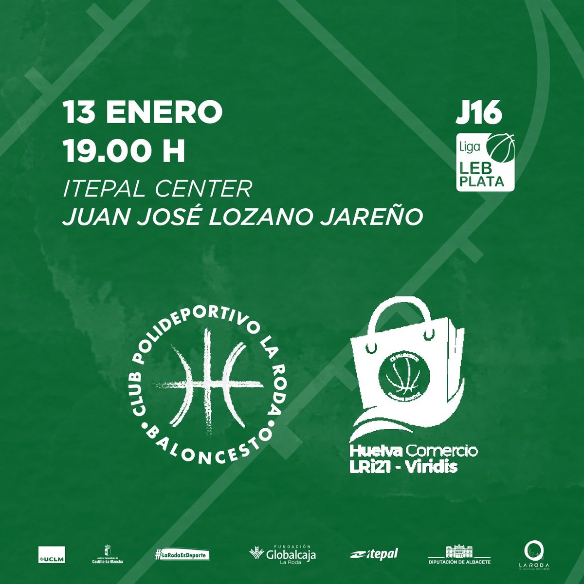 🔔 EL SÁBADO TENEMOS PARTIDO 🔔

Liga LEB PLATA 🏀
Hora: 19:00h
Lugar: Itepal Center Juan José Lozano Jareño
 *FUNDACION GLOBALCAJA LA RODA* vs *HUELVA COMERCIO LRi21 - VIRIDIS*

 Más que un partido, os necesitamos en la grada. ‼️Y a tope‼️

<a href="/FuriaLaRoda/">Peña Furia Basket La Roda</a>