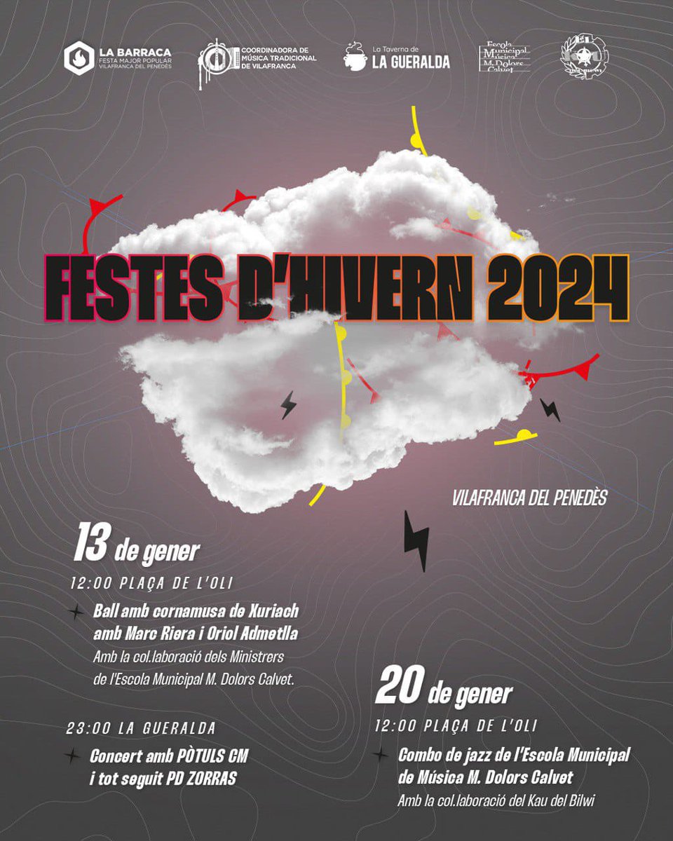 📣Atenció! 📣

Vilafranca torna a la vida amb les Festes d'Hivern 2024! La Barraca junt amb la Coordinadora de Música Tradicional de Vilafranca hem preparat aquests actes!